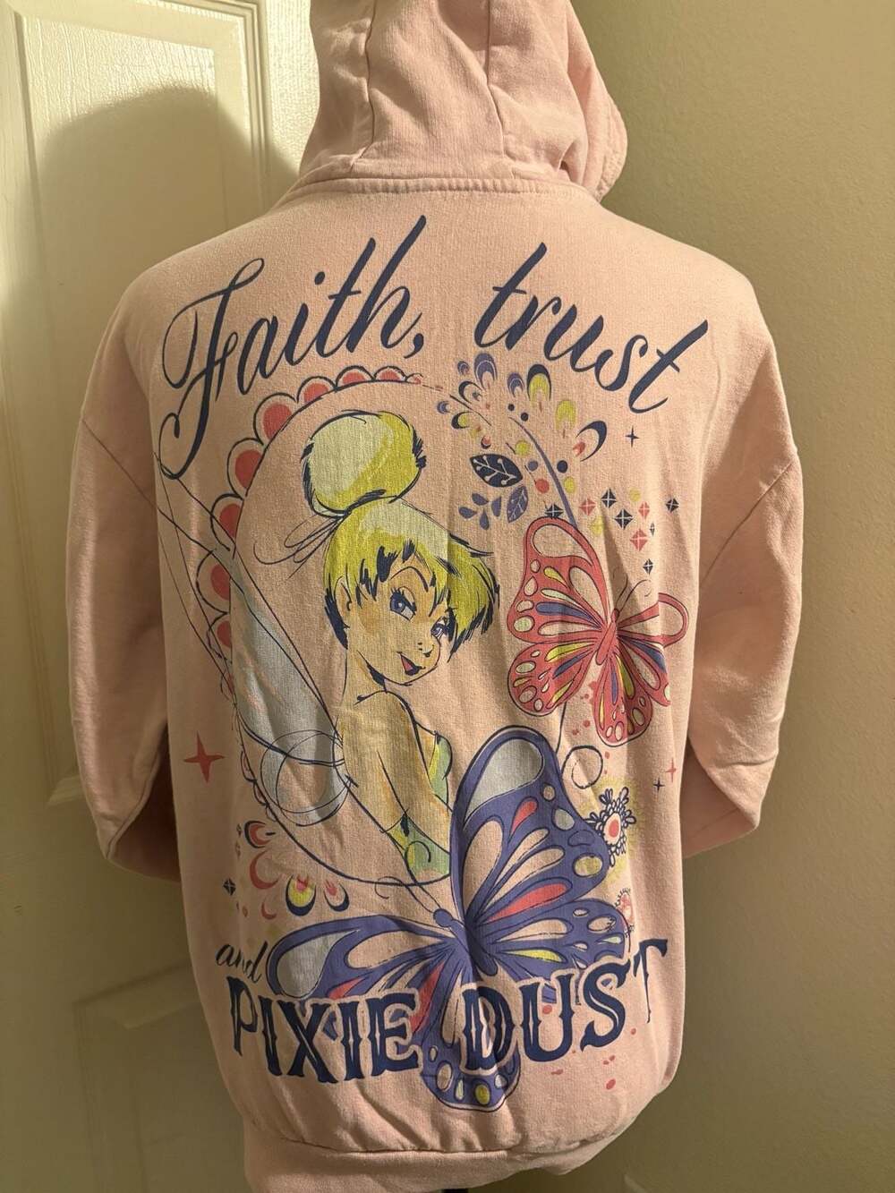Disney Parks Tinker Bell Faith Trust and Pixie Dust Pink Pullover Hoodie